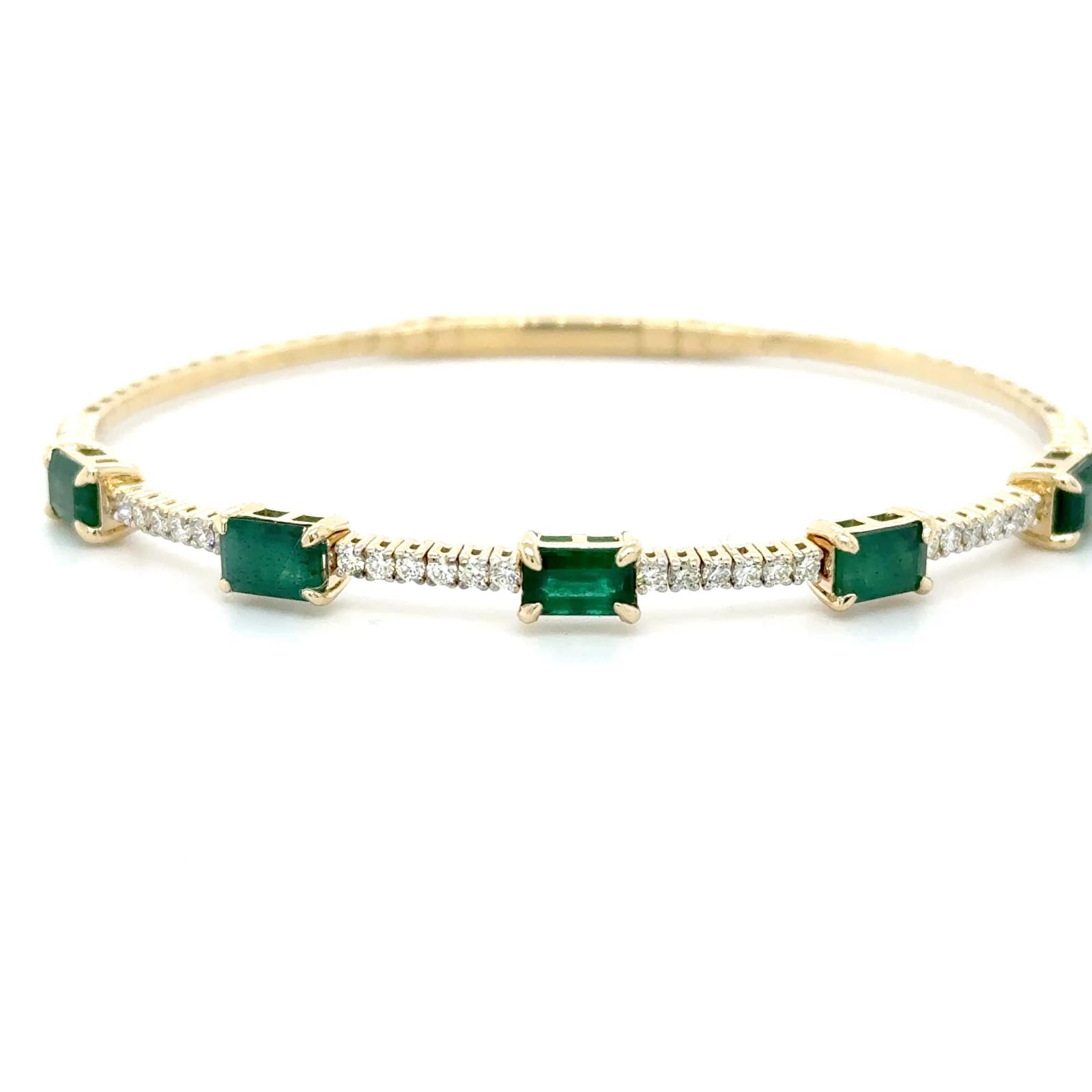 View 14 Kt Emerald and Diamond Bracelet