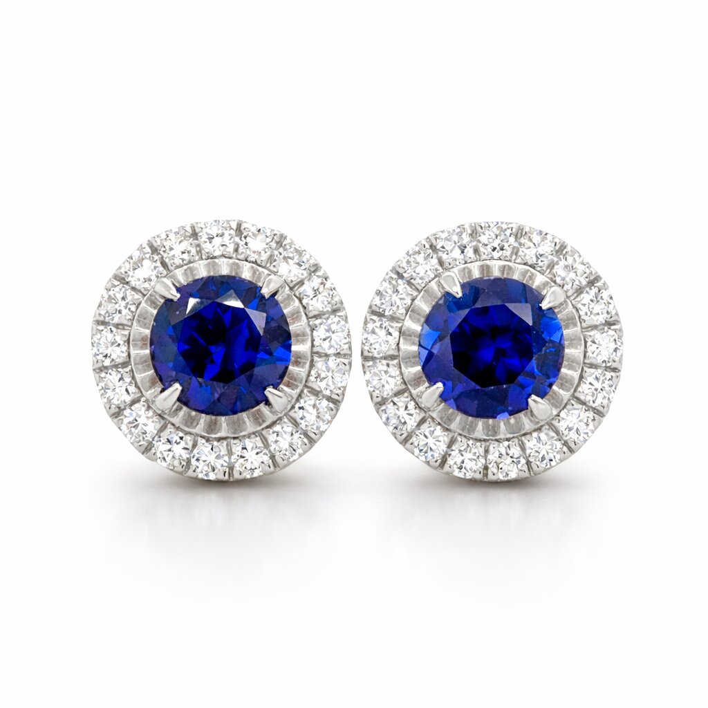View 14 Kt Sapphire and Diamond Earrings