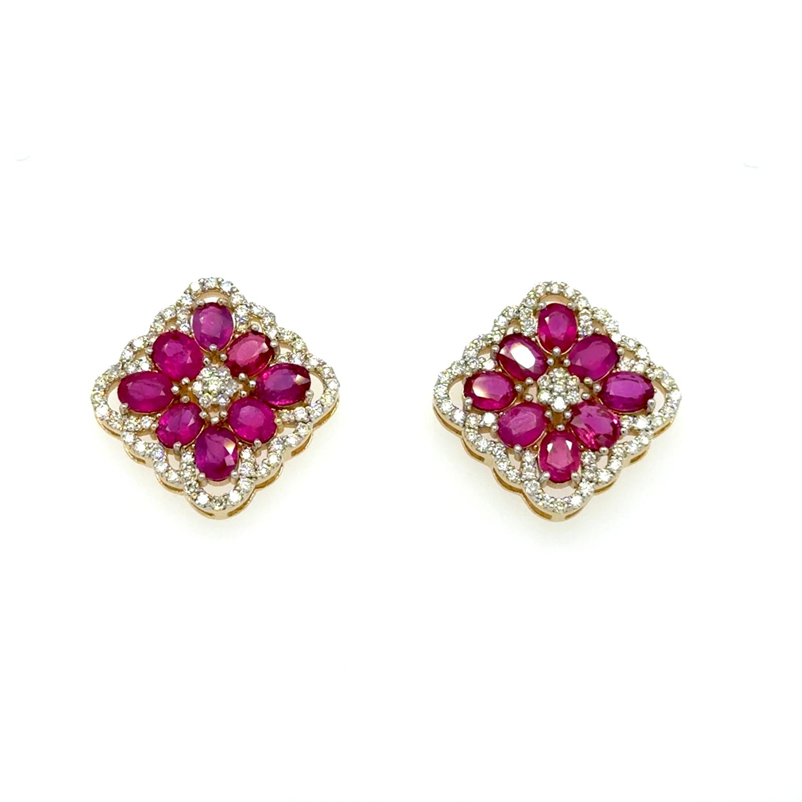 View 14 Kt Ruby and Diamond Earrings