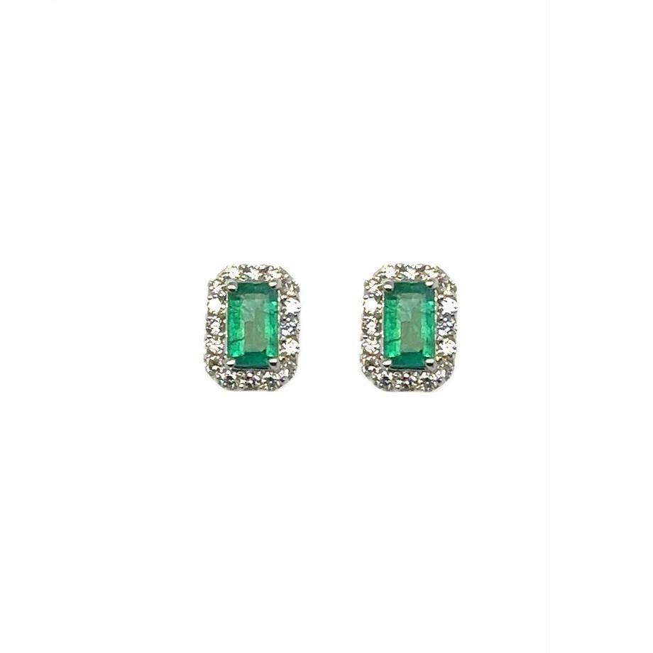 View 14 Kt Emerald and Diamond Earrings