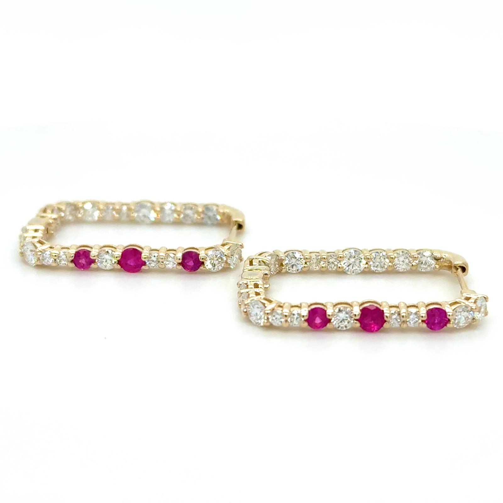 View 14 Kt Ruby and Diamond Earrings