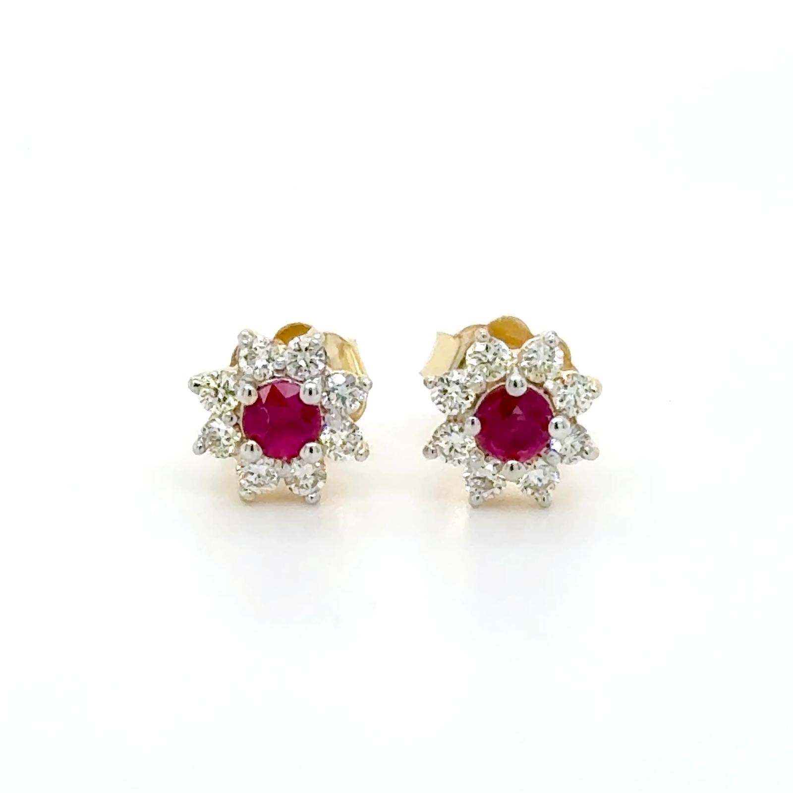 View 14 Kt Ruby and Diamond Earrings