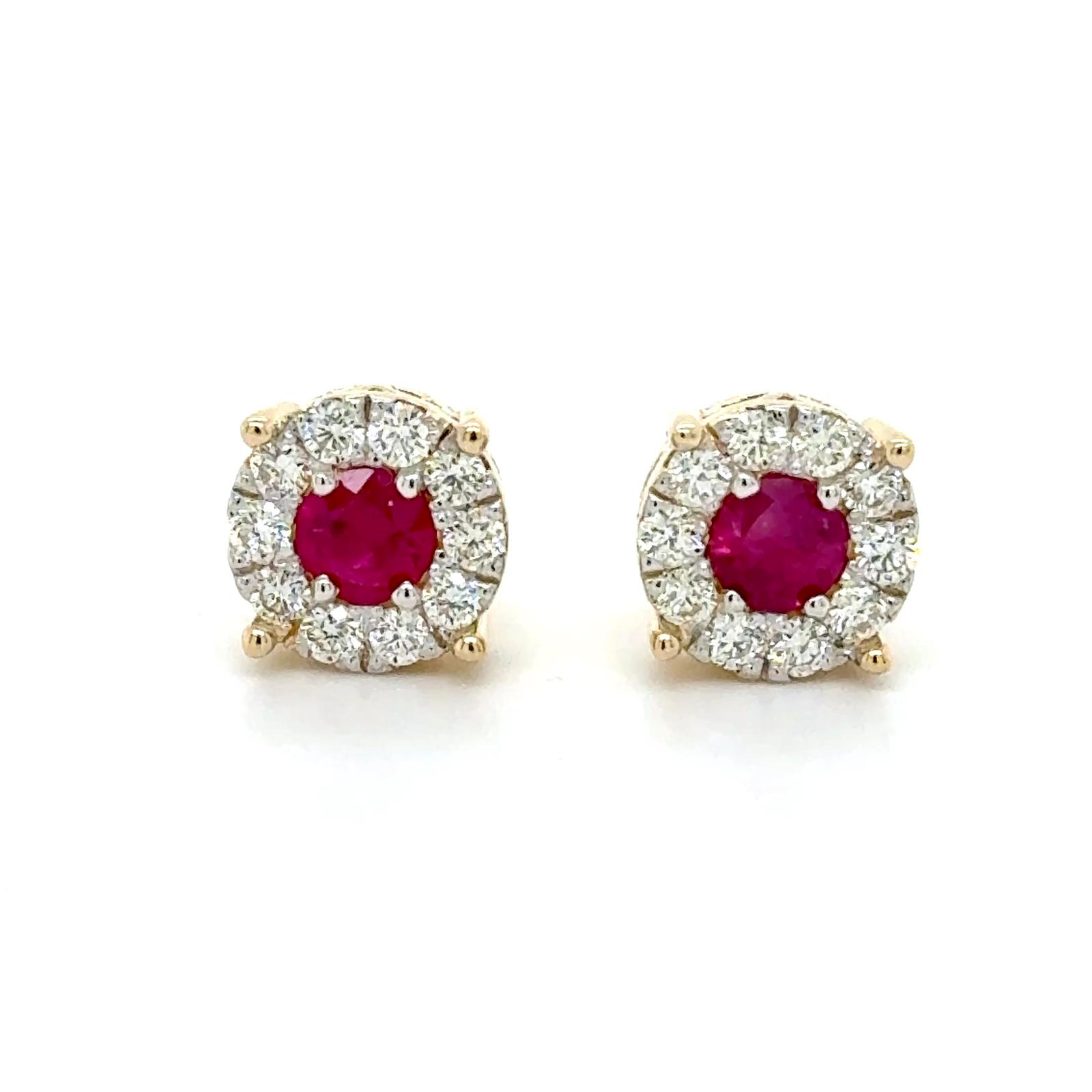 View 14 Kt Ruby and Diamond Earrings