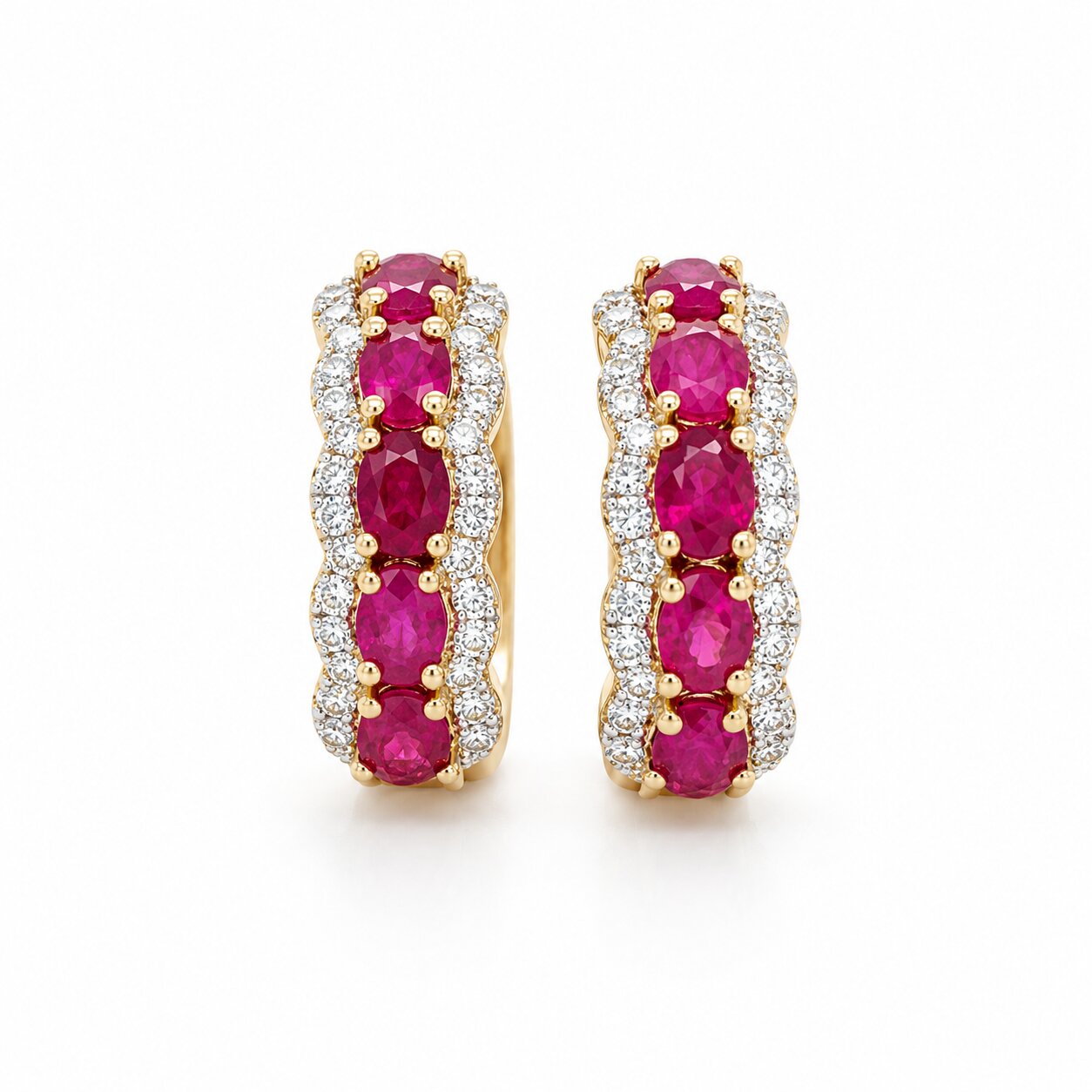 View 14 Kt Ruby and Diamond Earrings