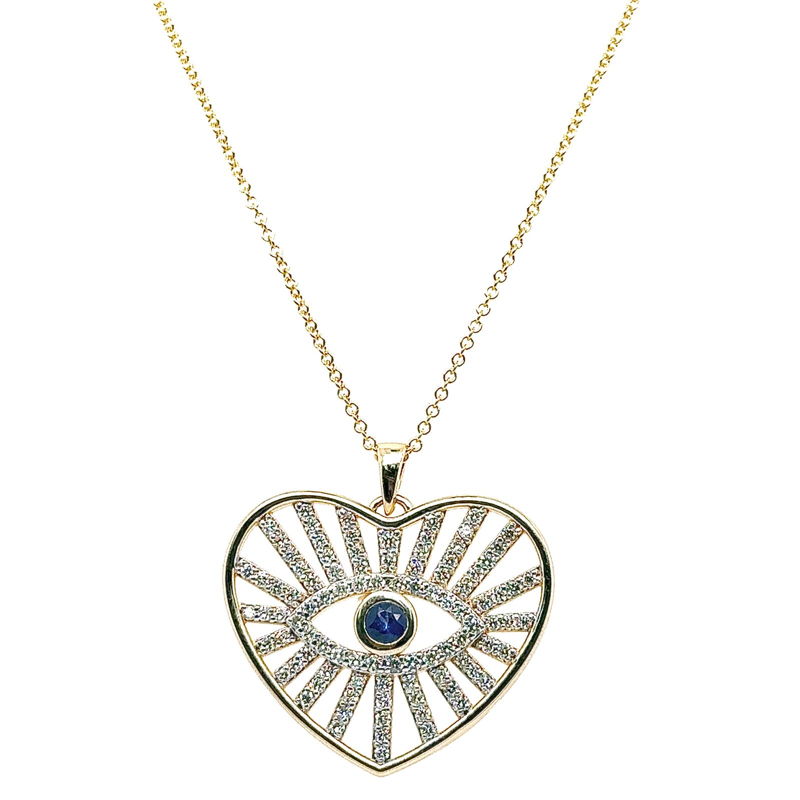 View 14 Kt  Sapphire and Diamond Pendant