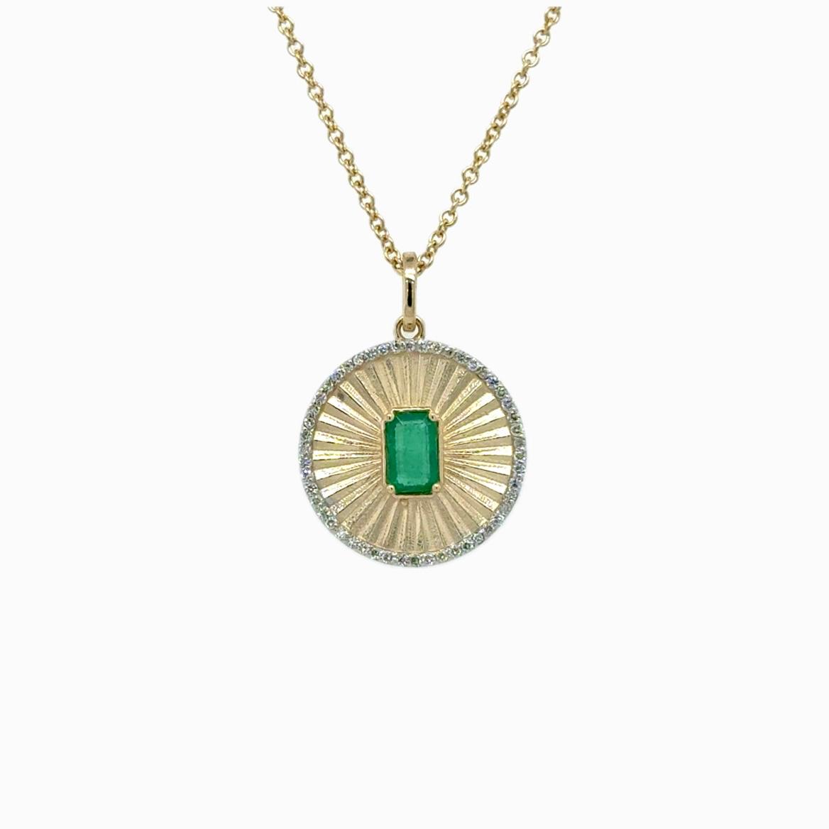 View 14Kt Emerald and Diamond Pendant