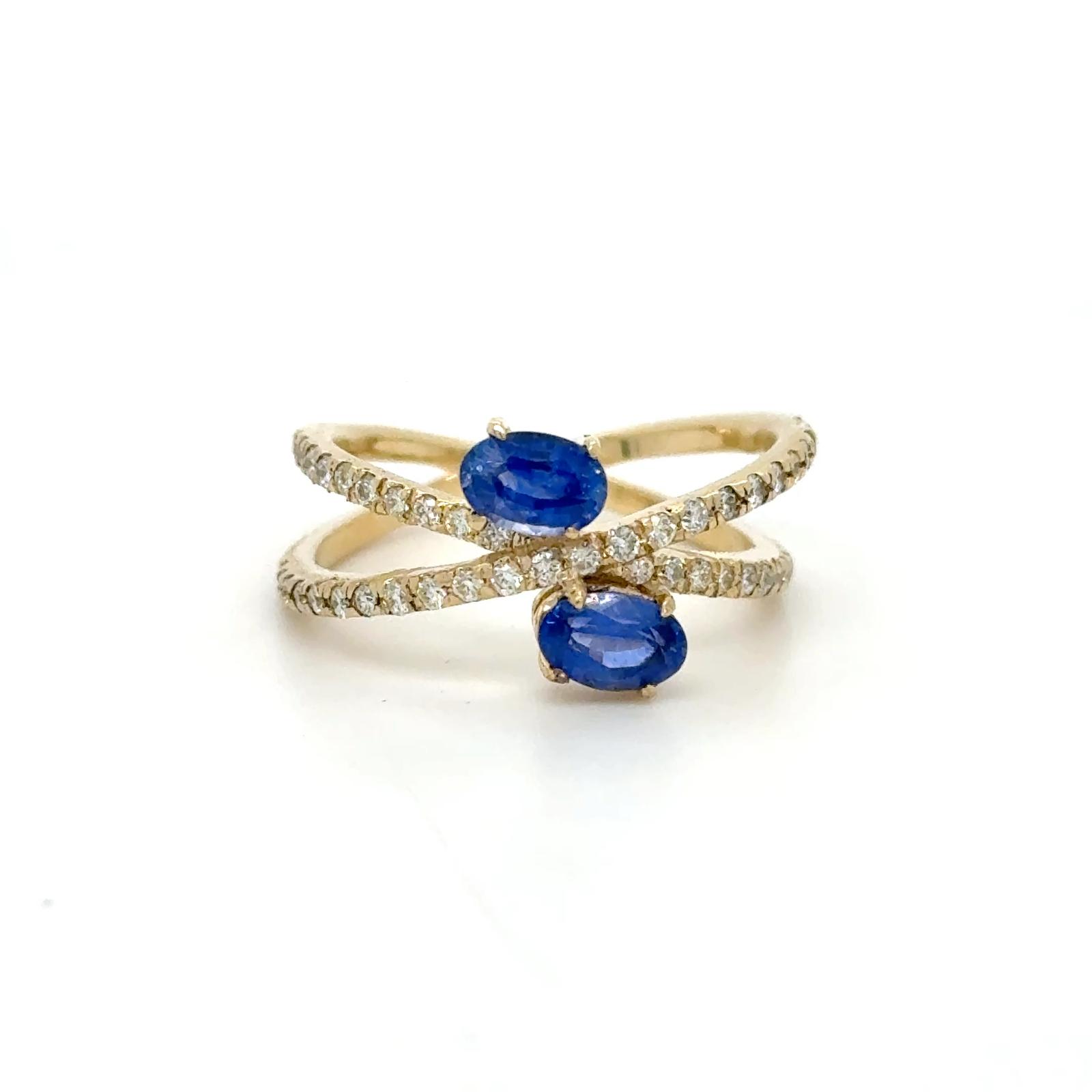 View 14K Sapphire and Diamond Ring