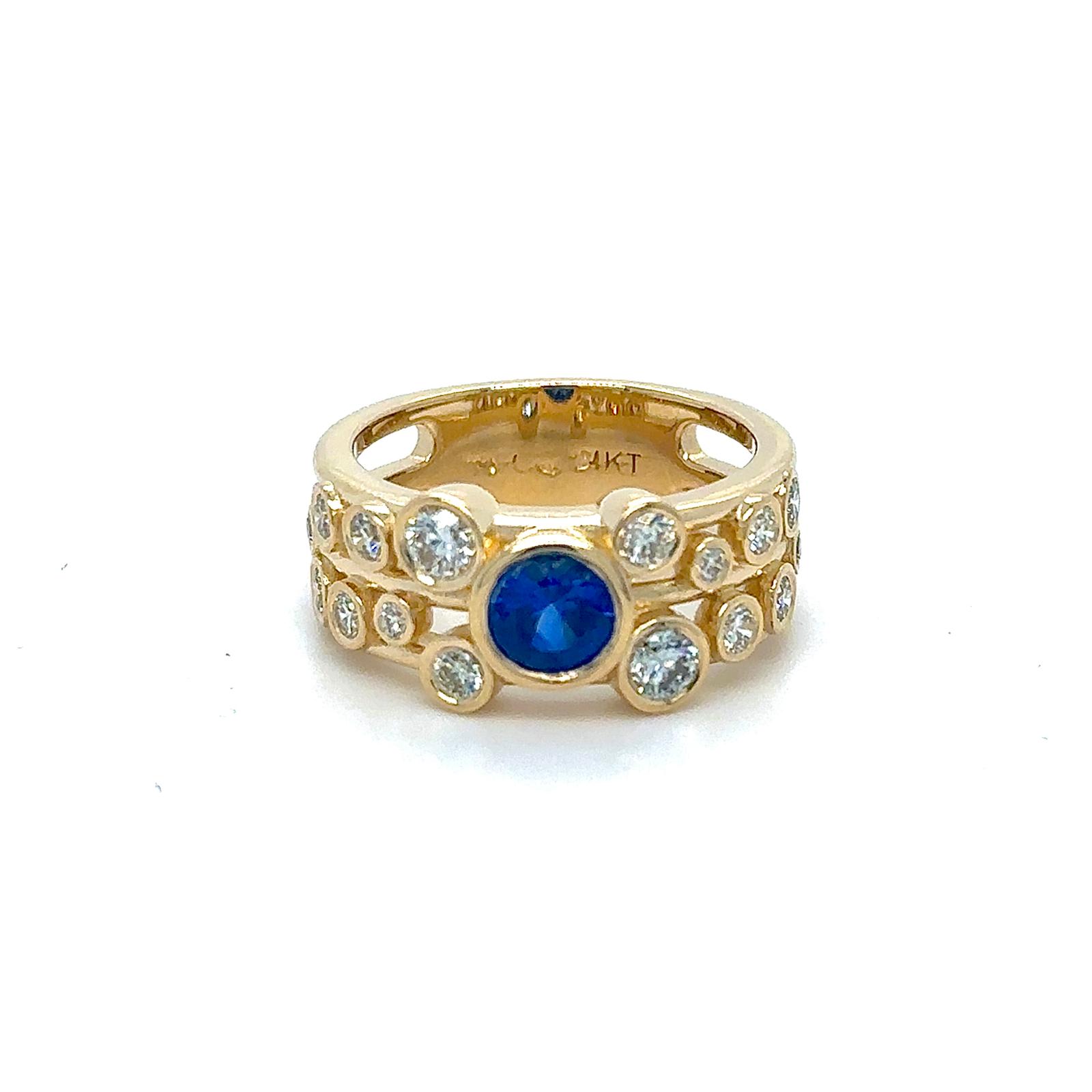 View 14K Sapphire and Diamond Ring