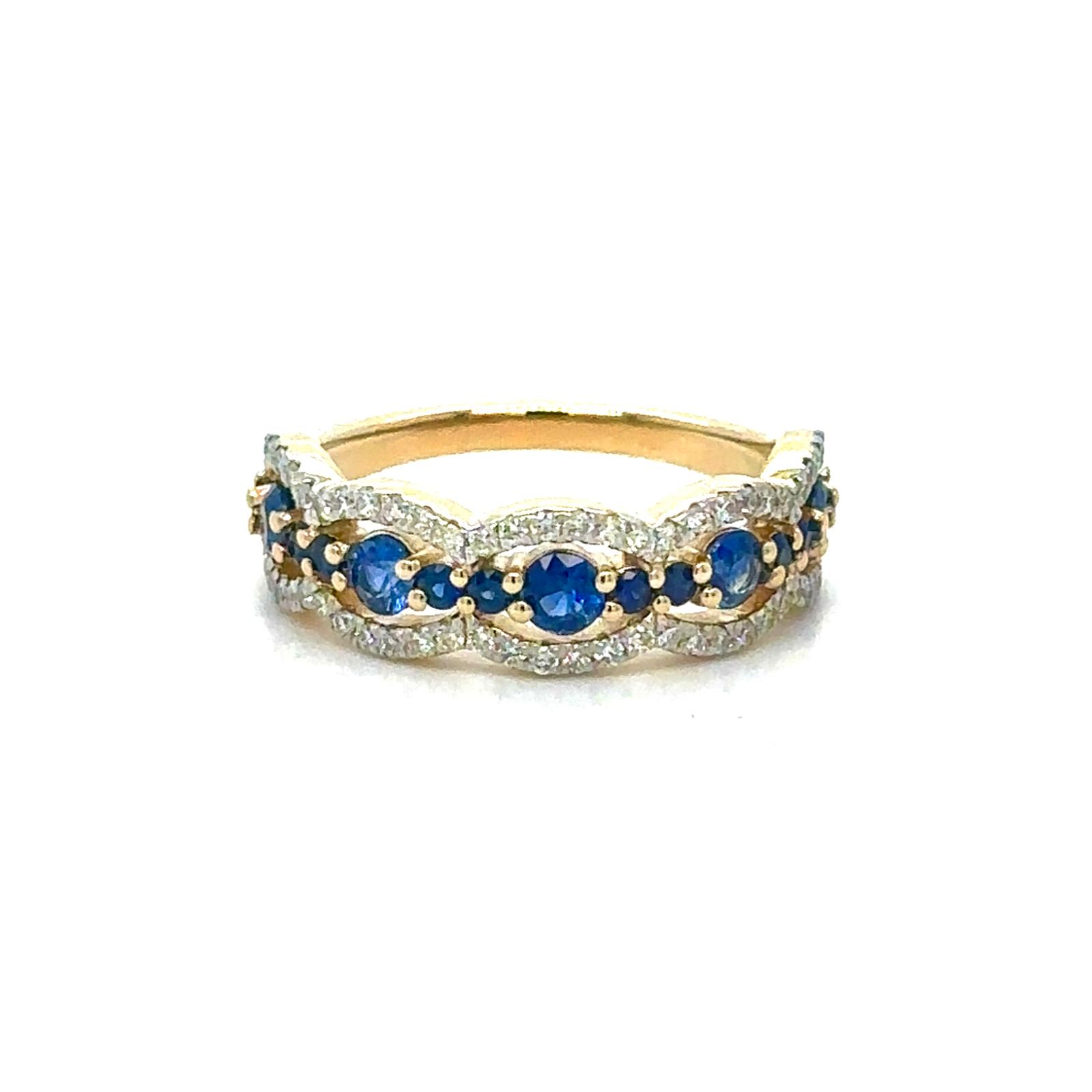 View 14K Sapphire and Diamond Ring