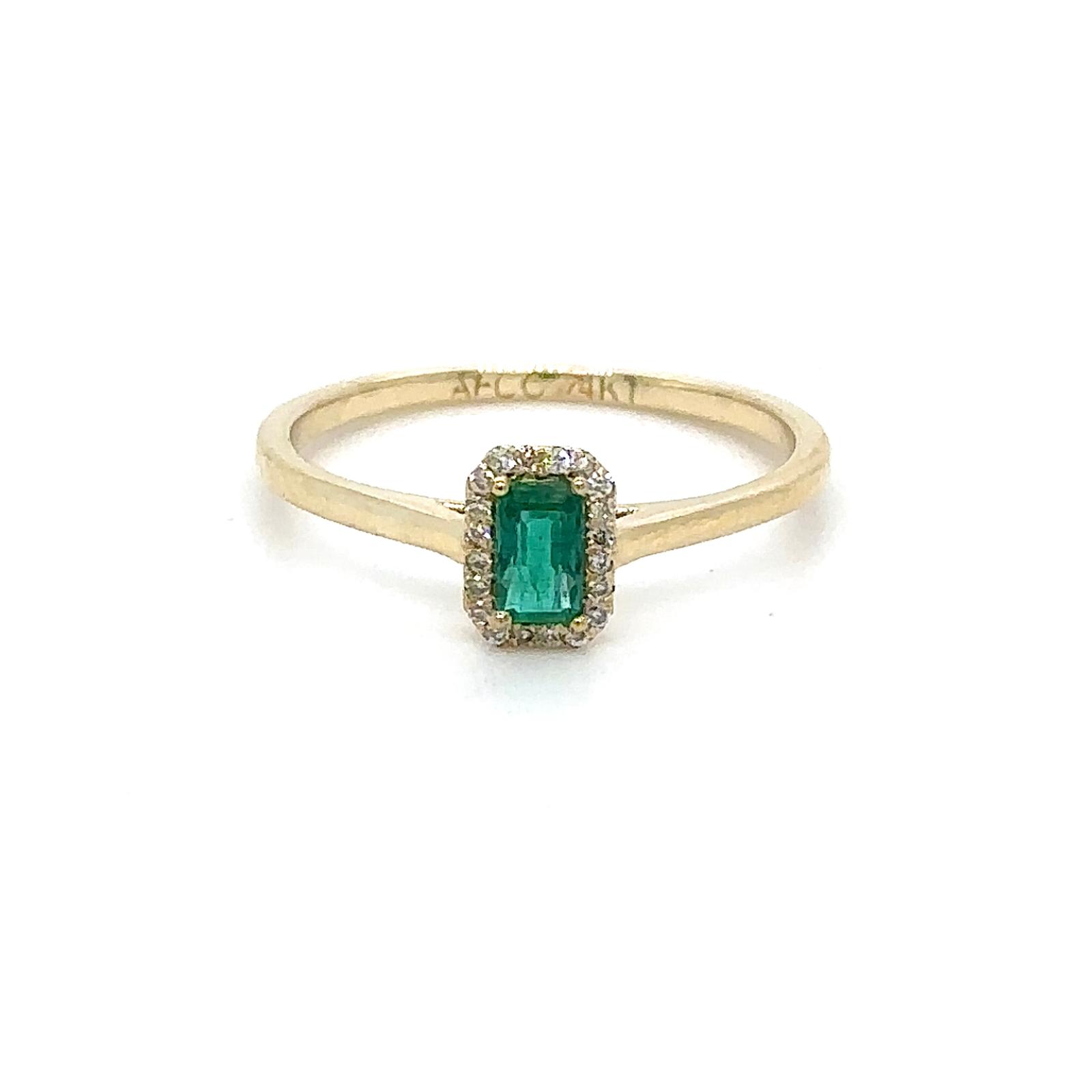 View 14K Emerald and Diamond Ring