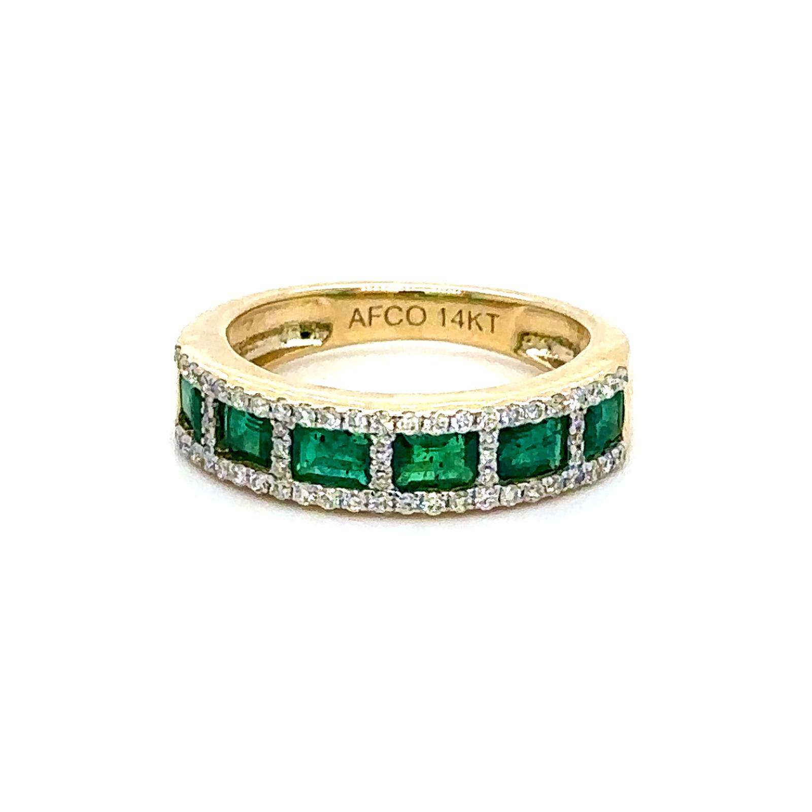 View 14K Emerald and Diamond Ring