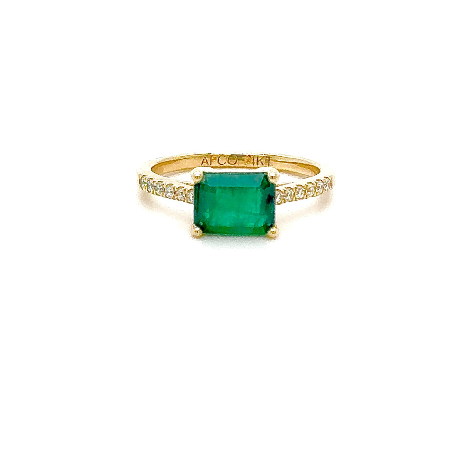 View 14K Emerald and Diamond Ring