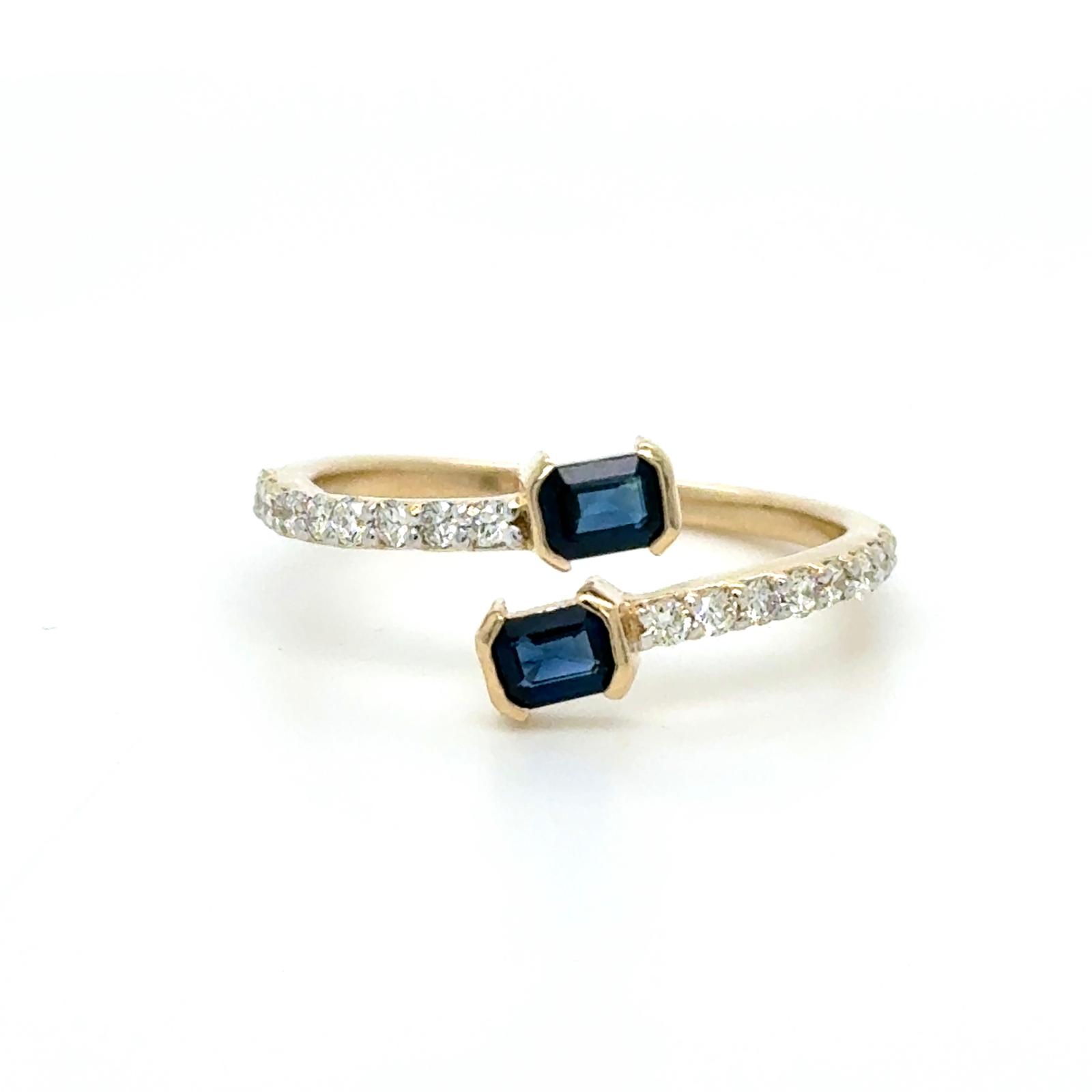 View 14K Sapphire and Diamond Ring