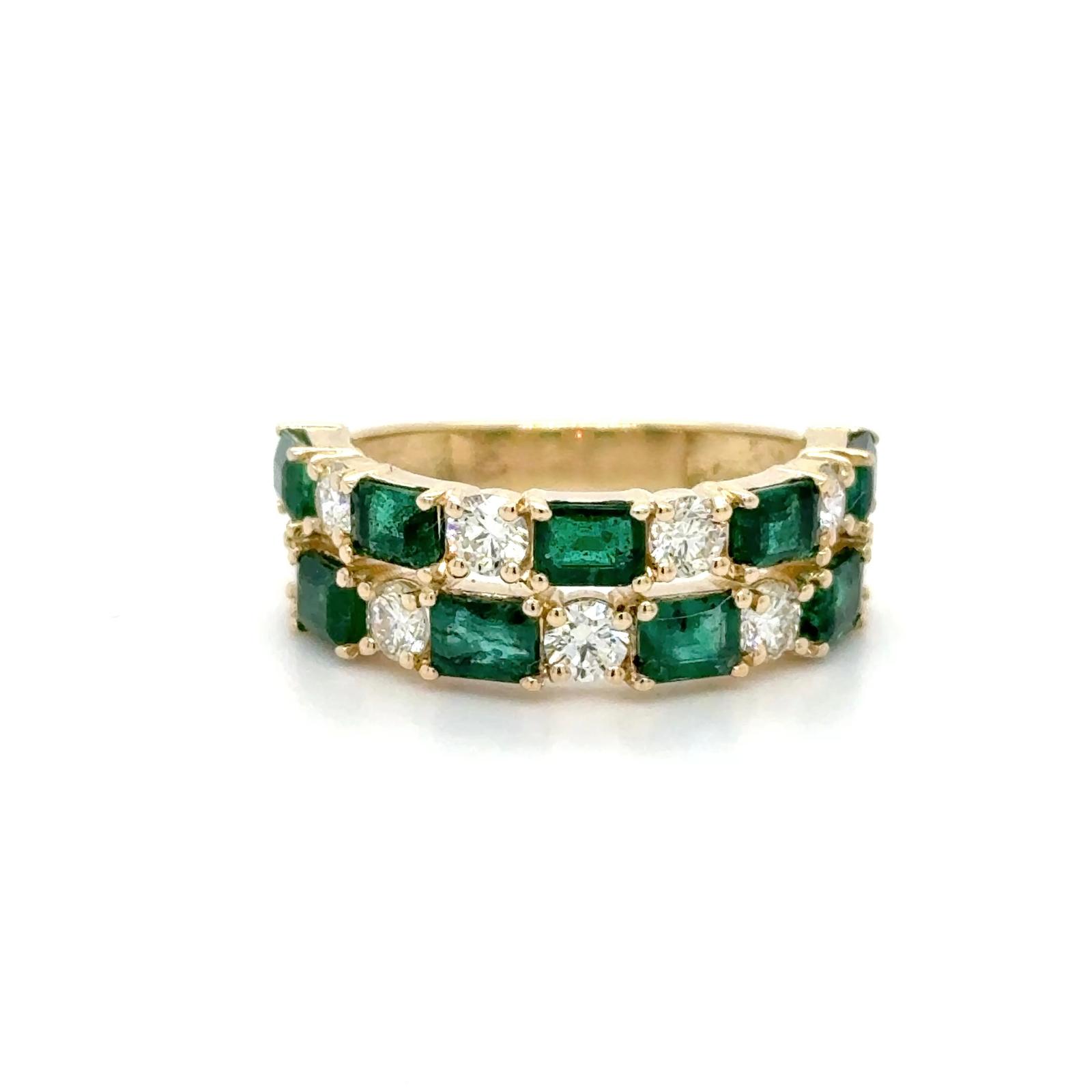 View 14K Emerald and Diamond Ring