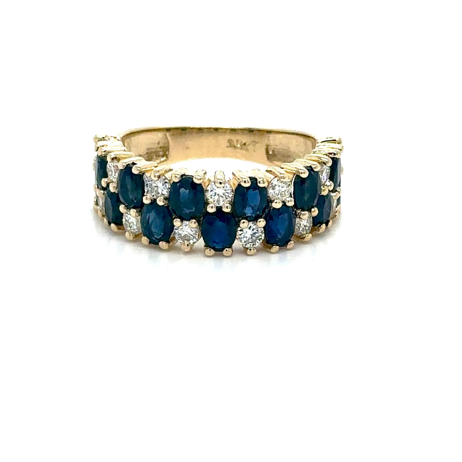 View 14K Sapphire and Diamond Ring