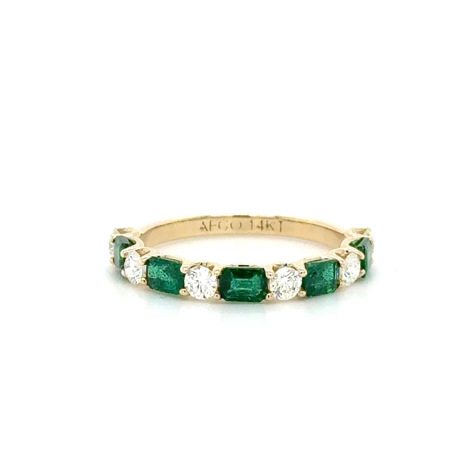 View 14K Emerald and Diamond Ring