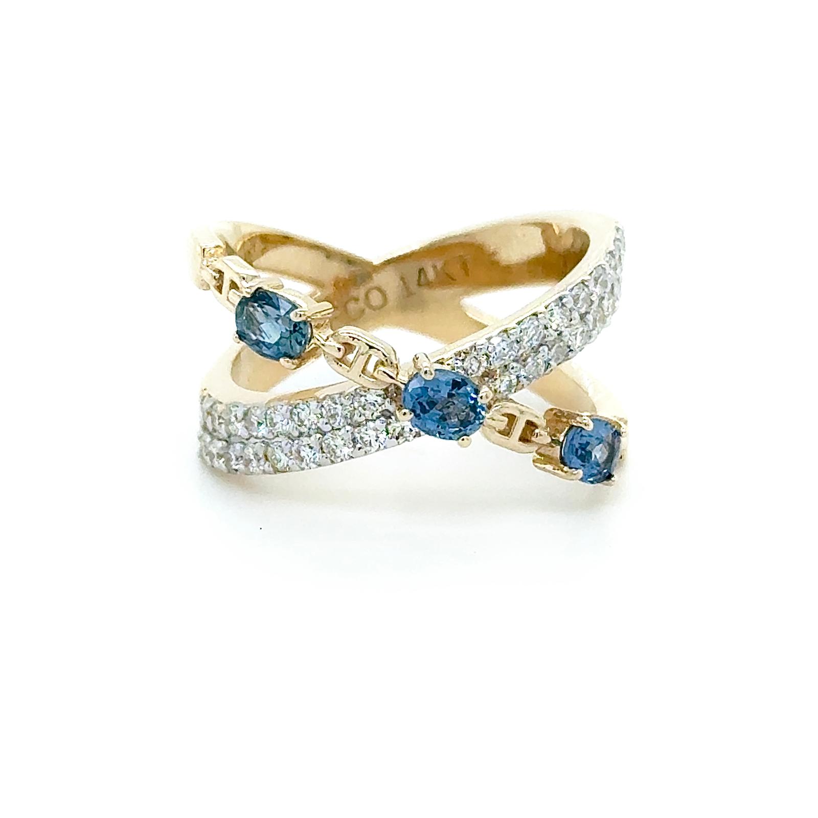 View 14K Sapphire and Diamond Ring