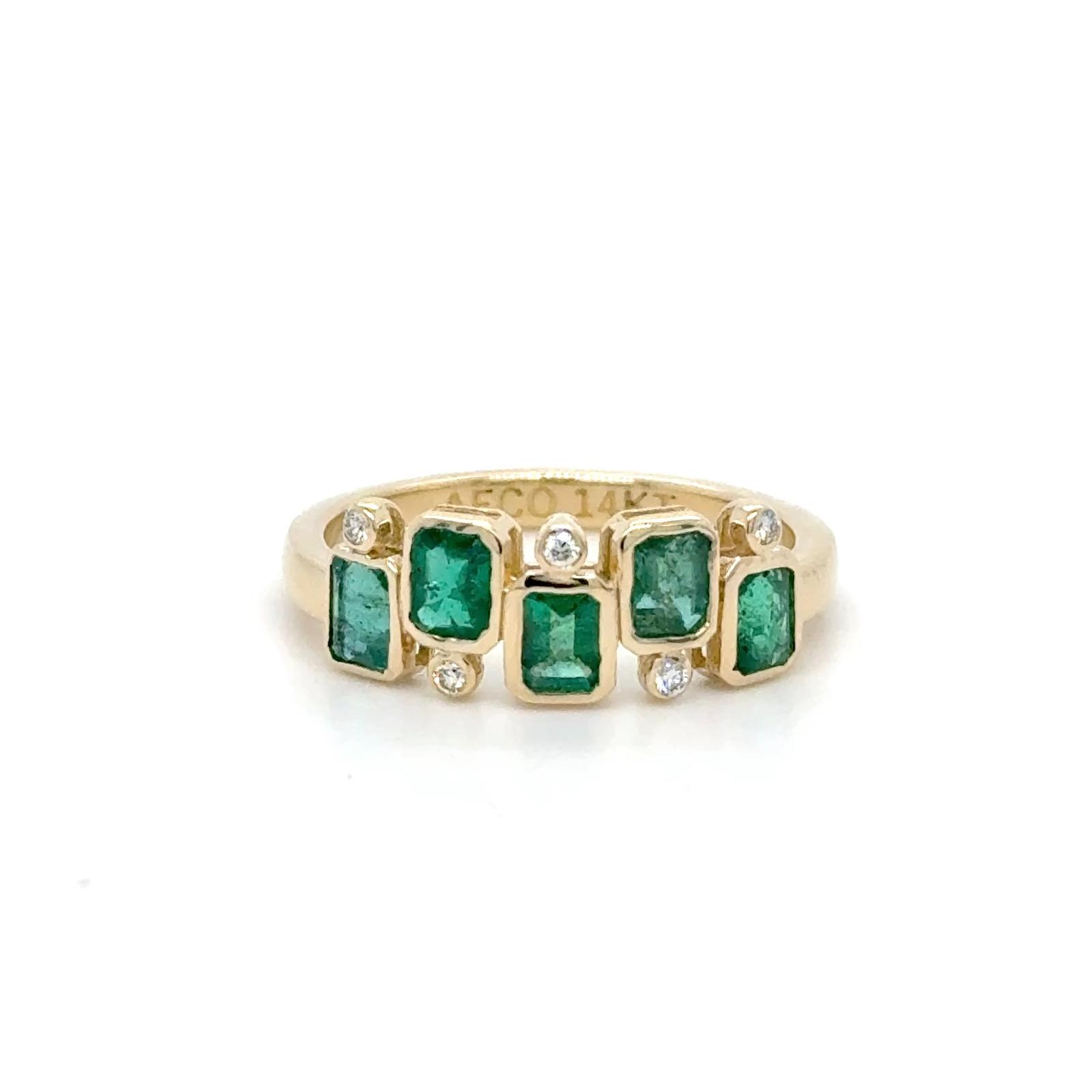 View 14K Emerald and Diamond Ring