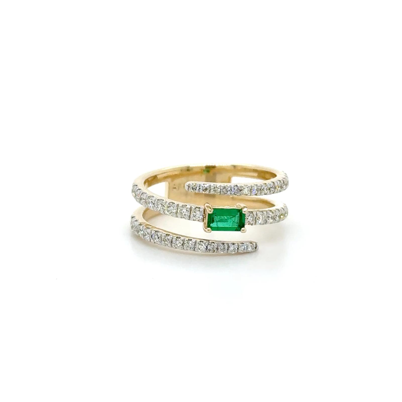 View 14K Emerald and Diamond Ring