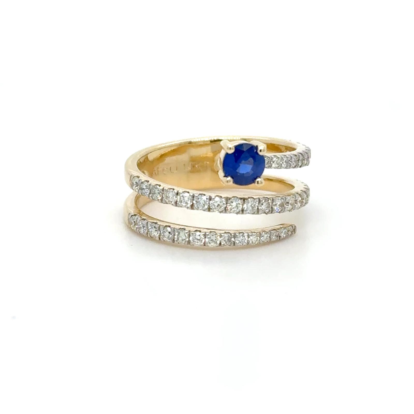 View 14K Sapphire and Diamond Ring