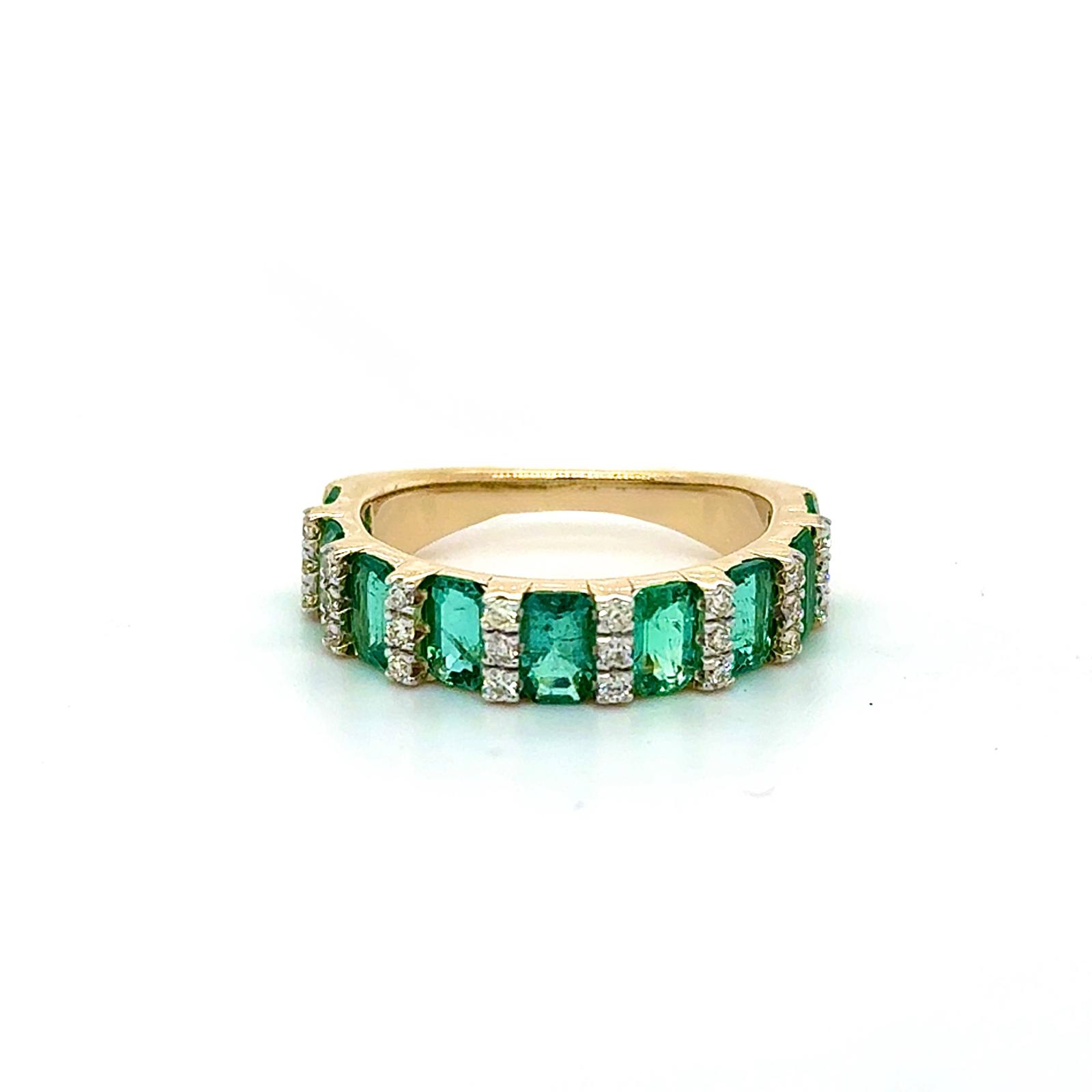 View 14K Emerald and Diamond Ring