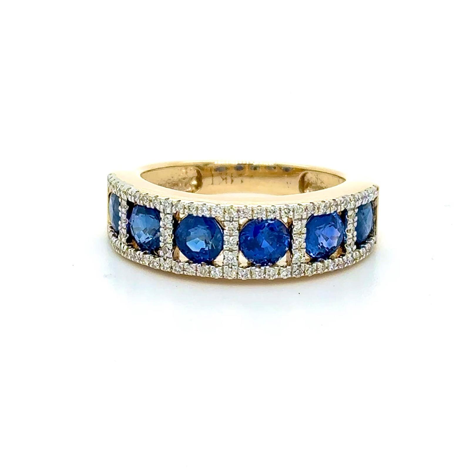 View 14K Sapphire and Diamond Ring