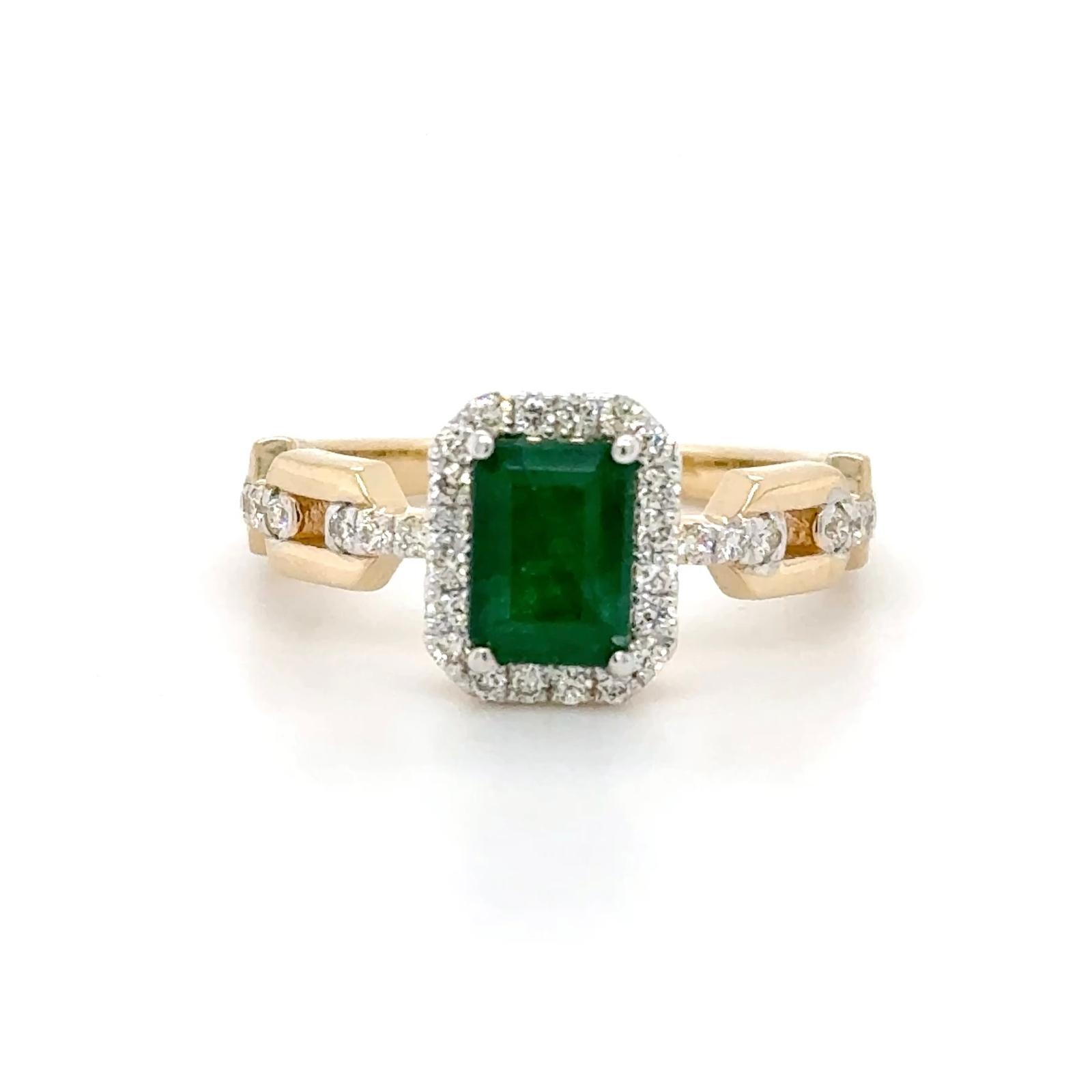View 14K Emerald and Diamond Ring