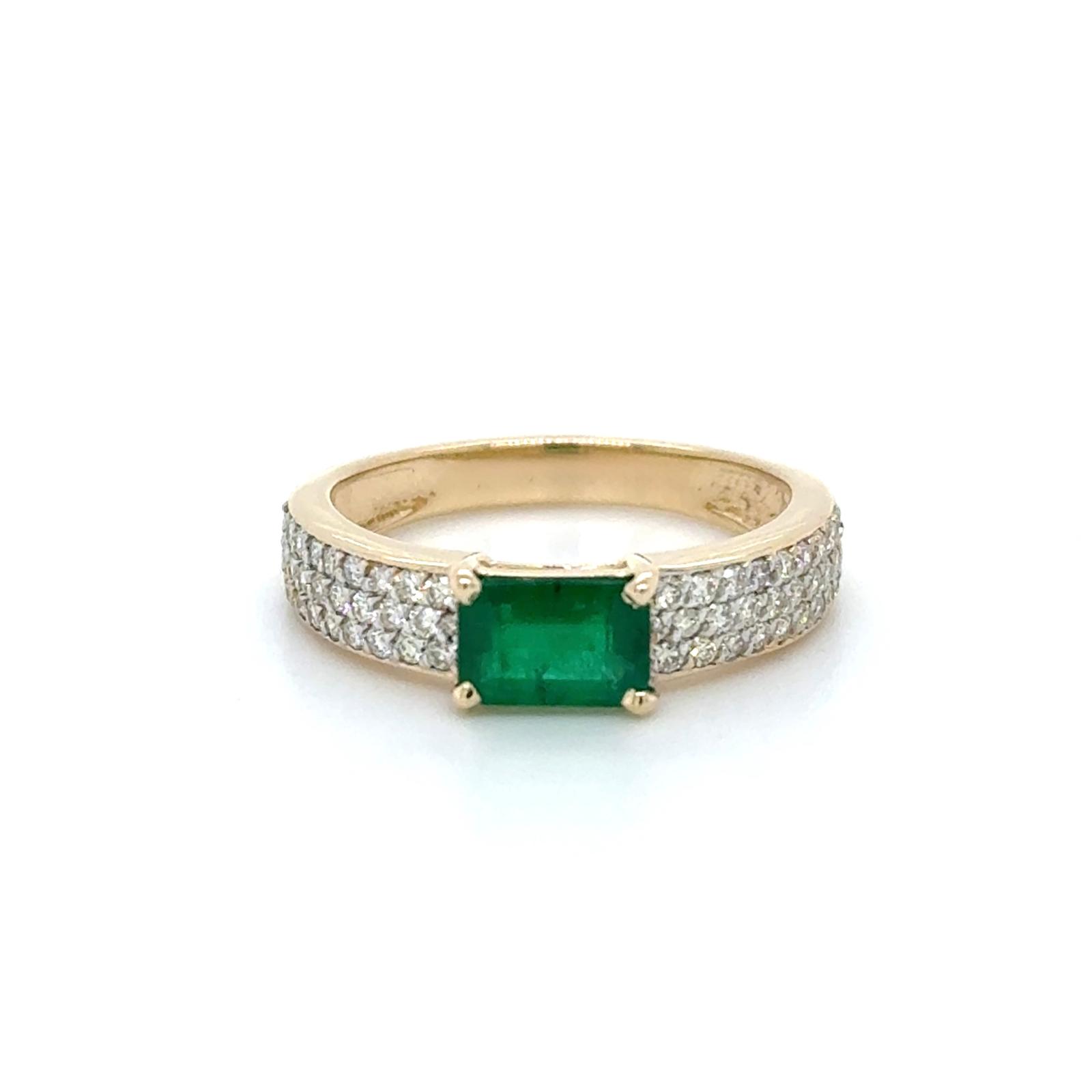 View 14K Emerald and Diamond Ring