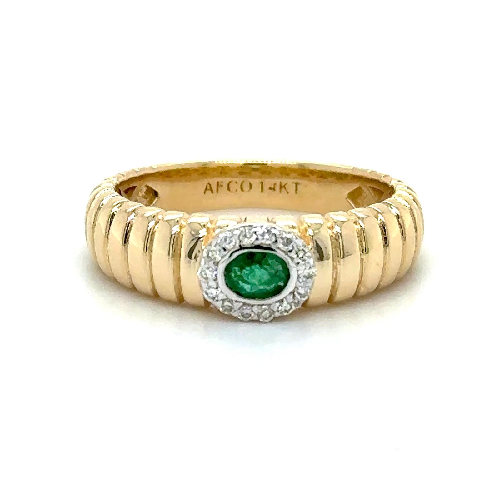 View 14K Emerald and Diamond Ring